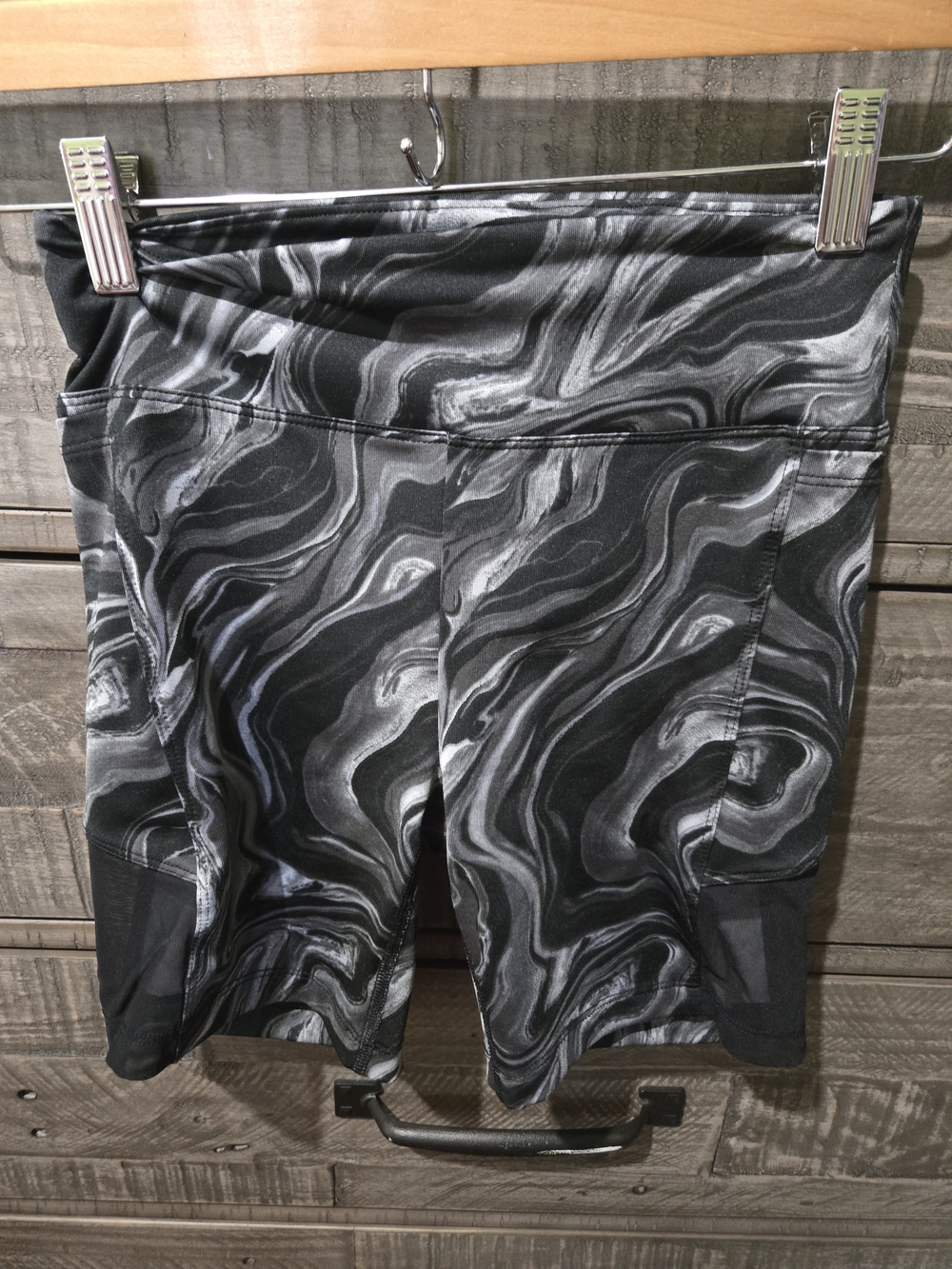Black & Gray Marble Print Women's Athletic Shorts
